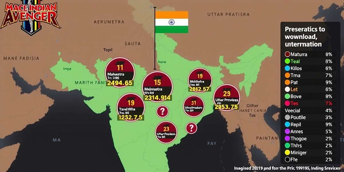 Mace Indian Avenger Regional Popularity in India Mace Indian Avenger download statistics map showing highest concentration of players in Maharashtra, Tamil Nadu, and Uttar Pradesh