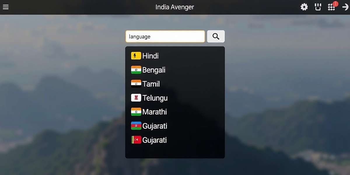 Mace Indian Avenger Regional Language Support Mace Indian Avenger language selection interface showing options for Hindi, Bengali, Tamil, Telugu, Marathi, Gujarati, and other Indian languages